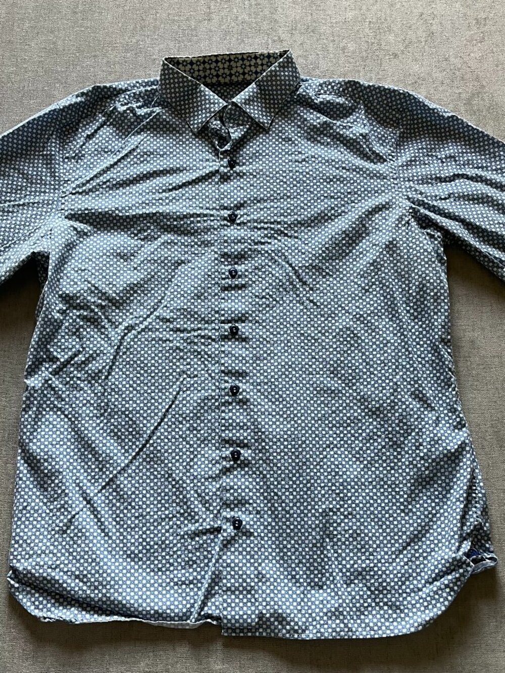 Hammer Made Slim Button Up Dress Shirt Men 44/17.5 Blue Cotton Casual Preppy
